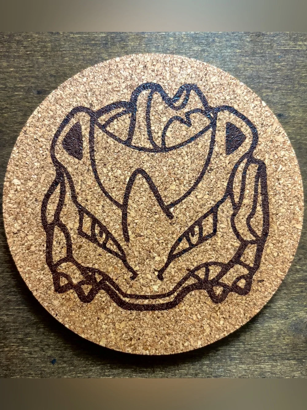 Pokemon Rhyhorn Face Laser Engraved Cork Coaster